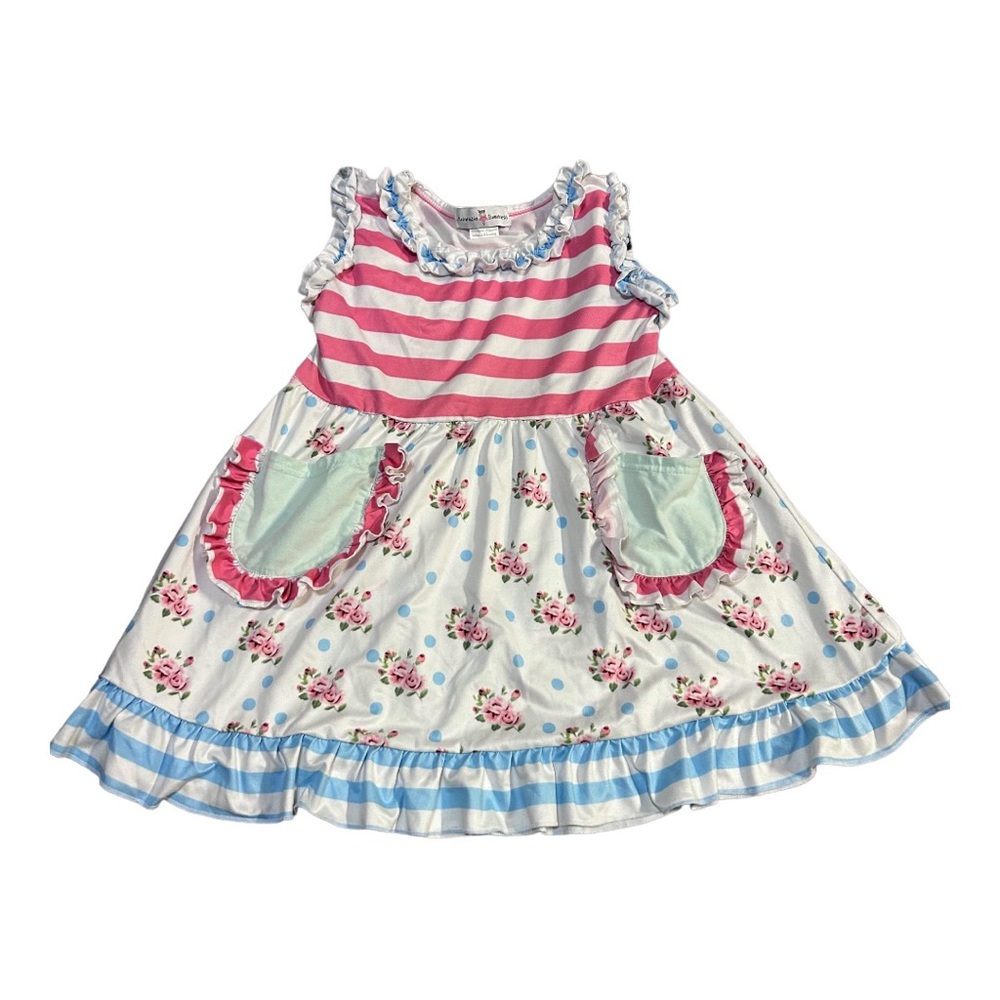 Adorable Sweetness girls mixed pattern dress size 8